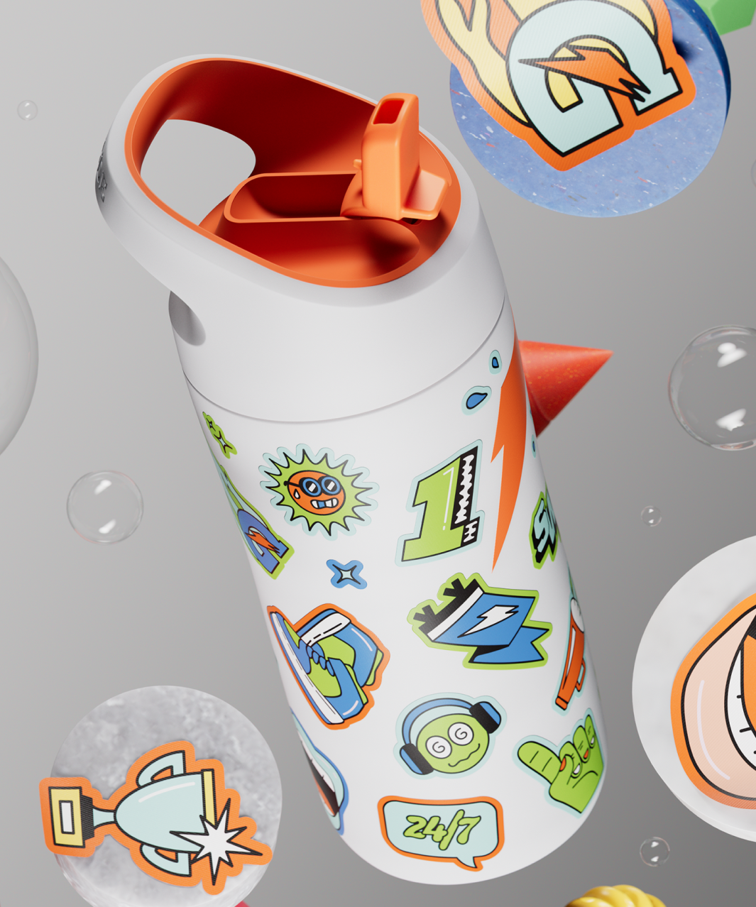 Rookie Stainless Steel Water Bottle - Sticker White - PDP Detail 2